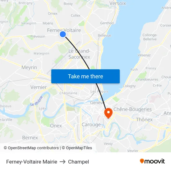 Ferney-Voltaire Mairie to Champel map