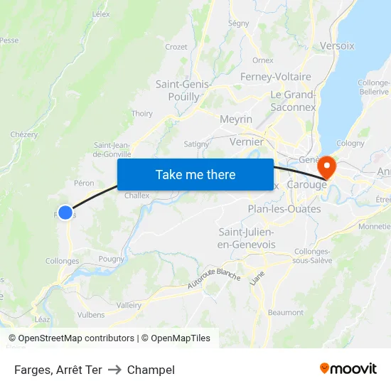 Farges, Arrêt Ter to Champel map