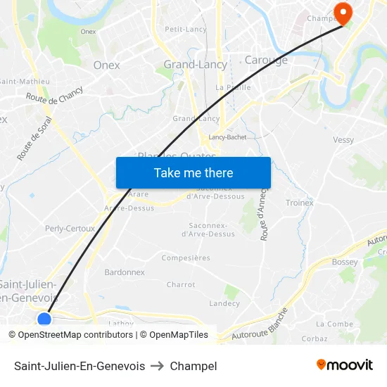 Saint-Julien-En-Genevois to Champel map