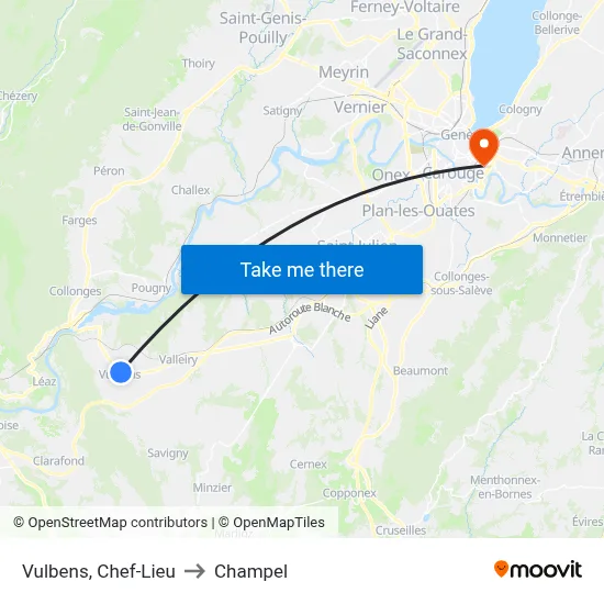 Vulbens, Chef-Lieu to Champel map