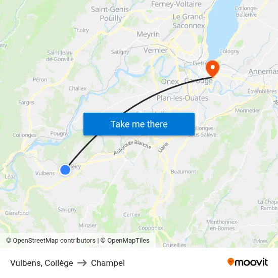 Vulbens, Collège to Champel map
