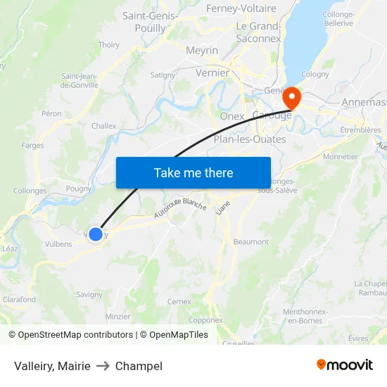 Valleiry, Mairie to Champel map