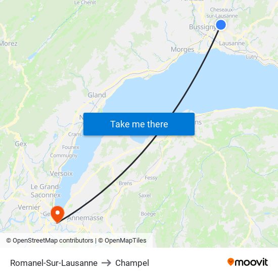 Romanel-Sur-Lausanne to Champel map