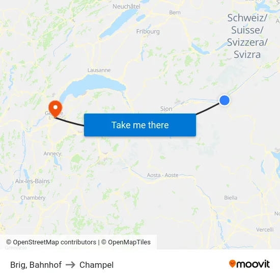 Brig, Bahnhof to Champel map
