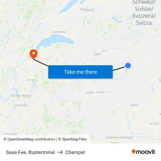 Saas-Fee, Busterminal to Champel map