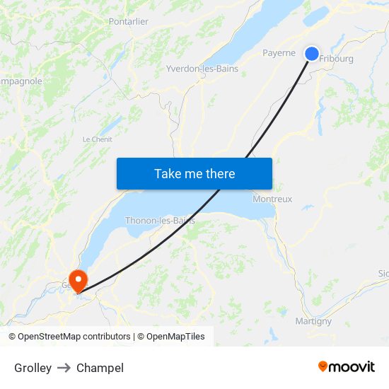 Grolley to Champel map