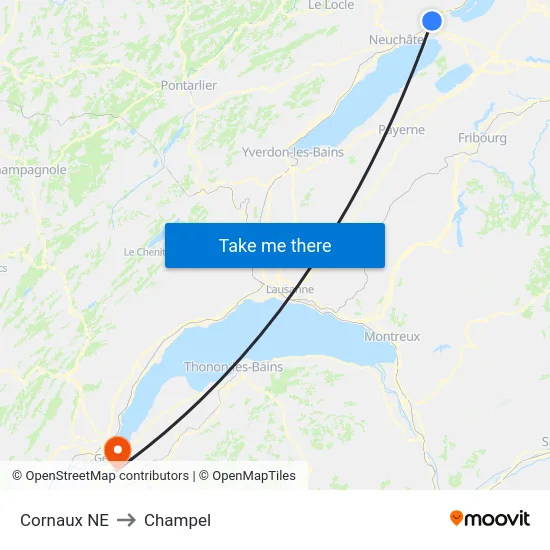 Cornaux NE to Champel map