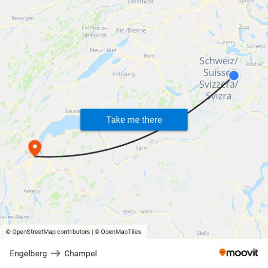 Engelberg to Champel map