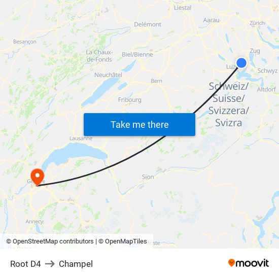 Root D4 to Champel map