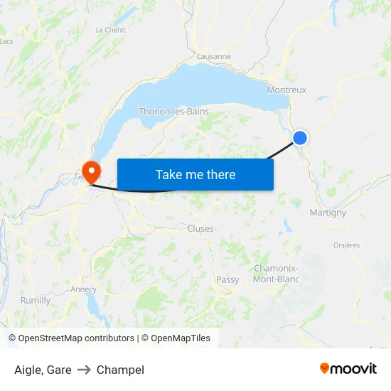 Aigle, Marjolin to Champel map