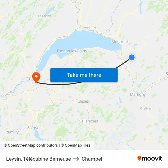 Leysin, Télécabine Berneuse to Champel map