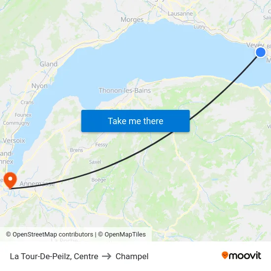 La Tour-De-Peilz, Centre to Champel map