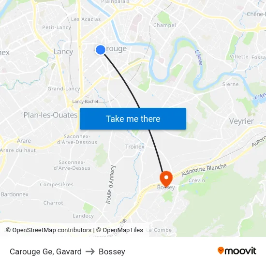 Carouge Ge, Gavard to Bossey map