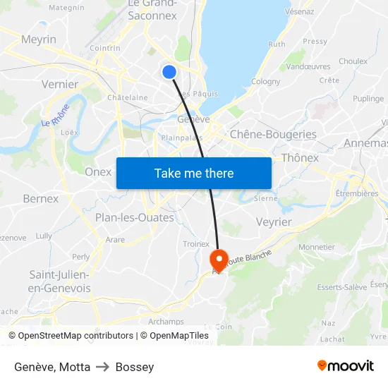 Genève, Motta to Bossey map