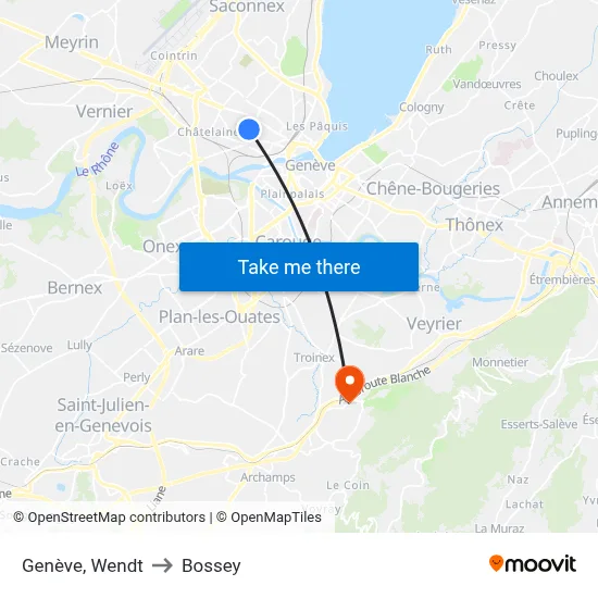 Genève, Wendt to Bossey map