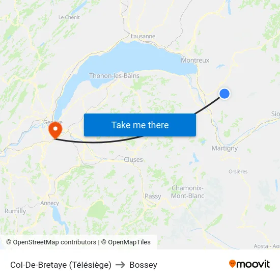Col-De-Bretaye (Télésiège) to Bossey map