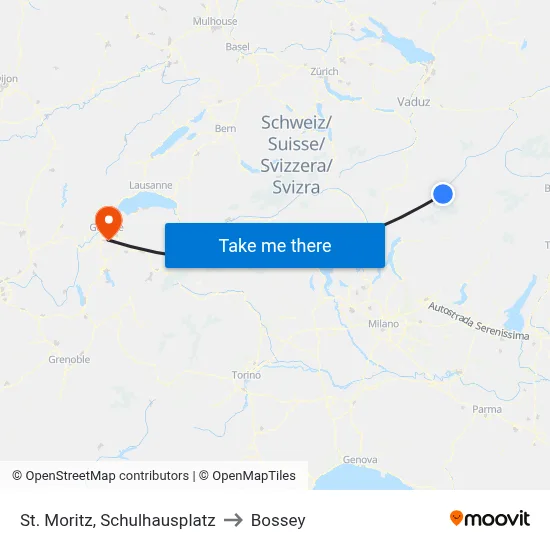 St. Moritz, Schulhausplatz to Bossey map