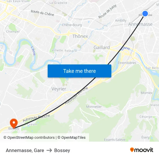 Annemasse, Gare to Bossey map