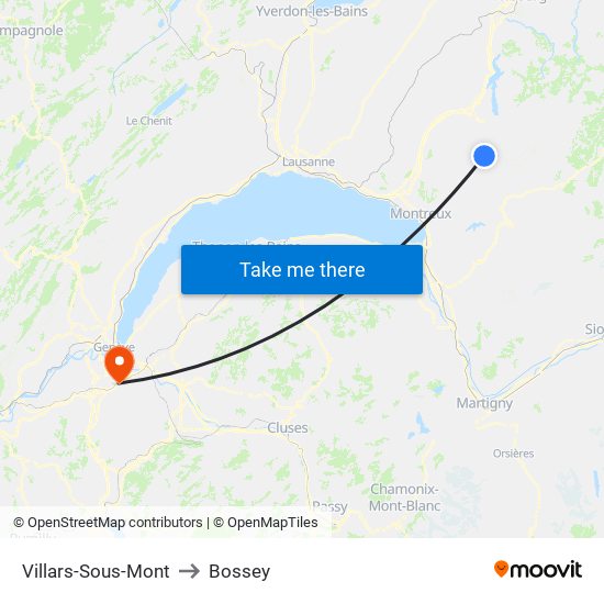 Villars-Sous-Mont to Bossey map