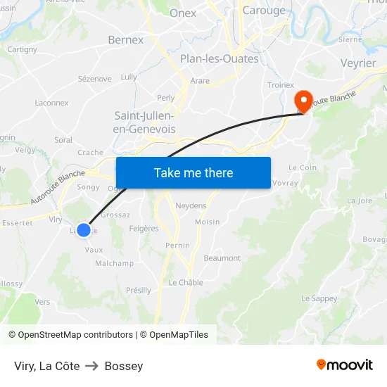 Viry, La Côte to Bossey map