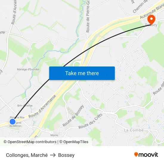 Collonges, Marché to Bossey map