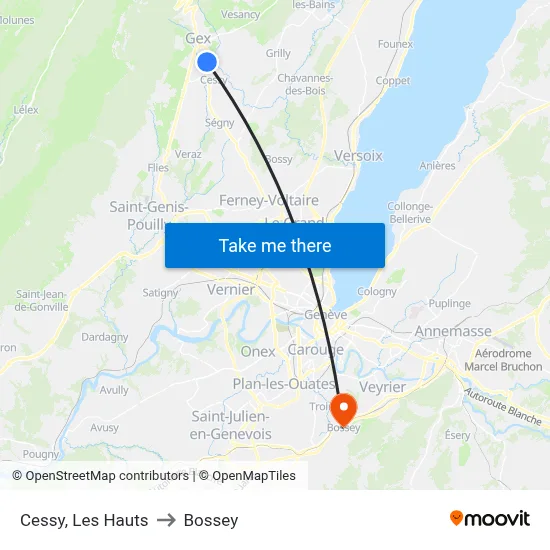 Cessy, Les Hauts to Bossey map