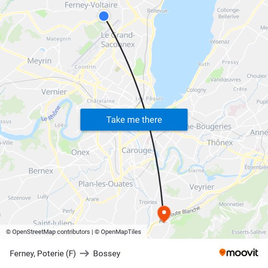 Ferney, Poterie (F) to Bossey map