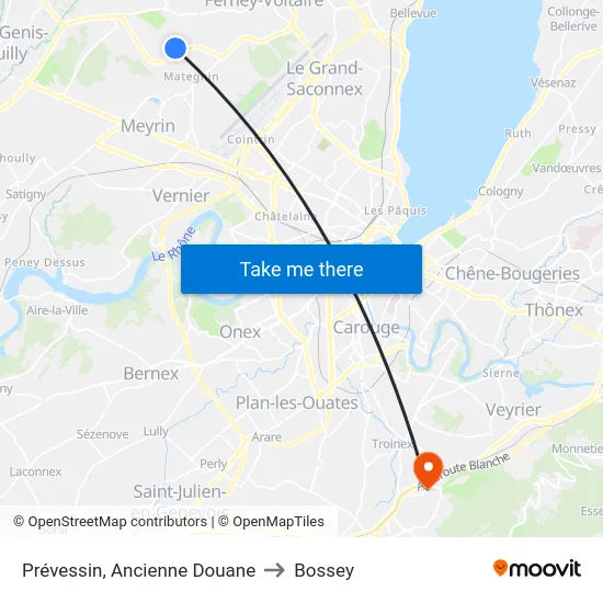 Prévessin, Ancienne Douane to Bossey map