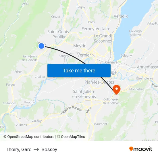 Thoiry, Gare to Bossey map