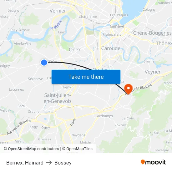 Bernex, Hainard to Bossey map