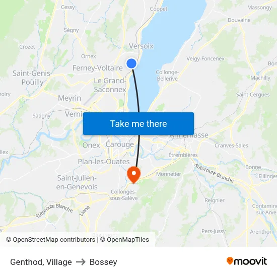 Genthod, Village to Bossey map