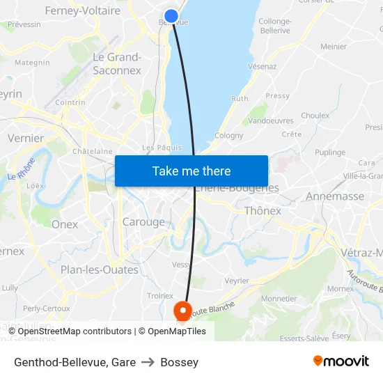 Genthod-Bellevue, Gare to Bossey map