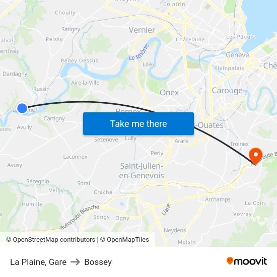 La Plaine, Gare to Bossey map