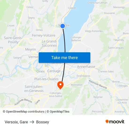 Versoix, Gare to Bossey map