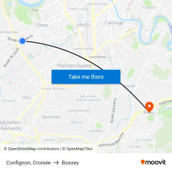 Confignon, Croisée to Bossey map