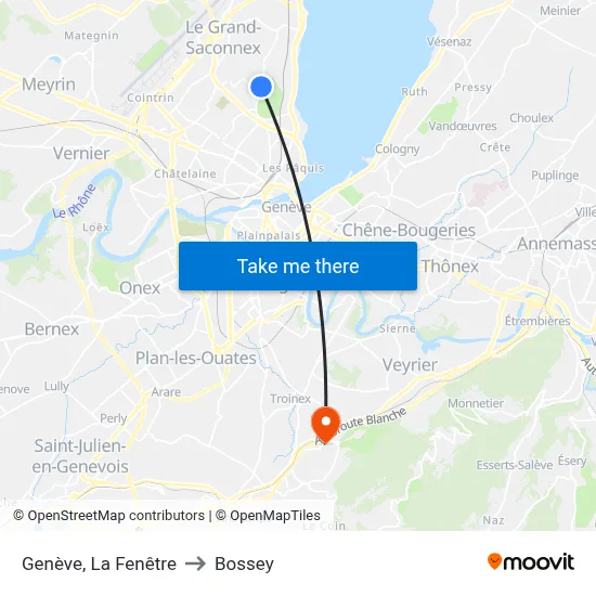 Genève, La Fenêtre to Bossey map