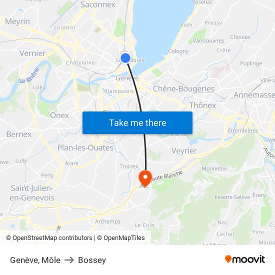 Genève, Môle to Bossey map
