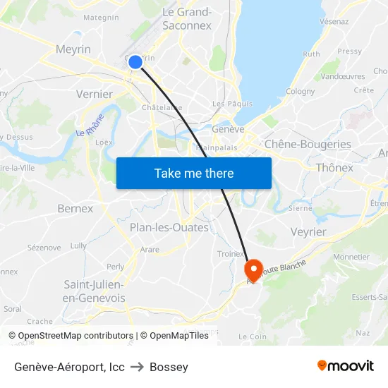 Genève-Aéroport, Icc to Bossey map