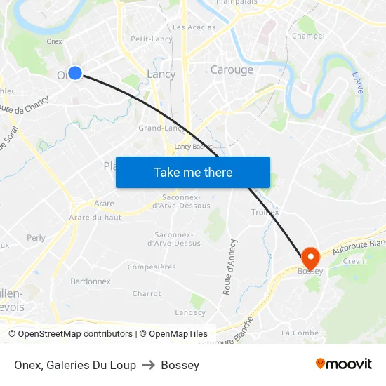 Onex, Galeries Du Loup to Bossey map