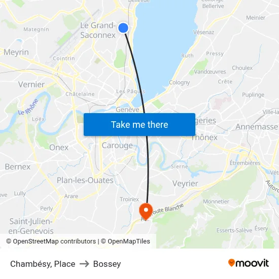 Chambésy, Place to Bossey map