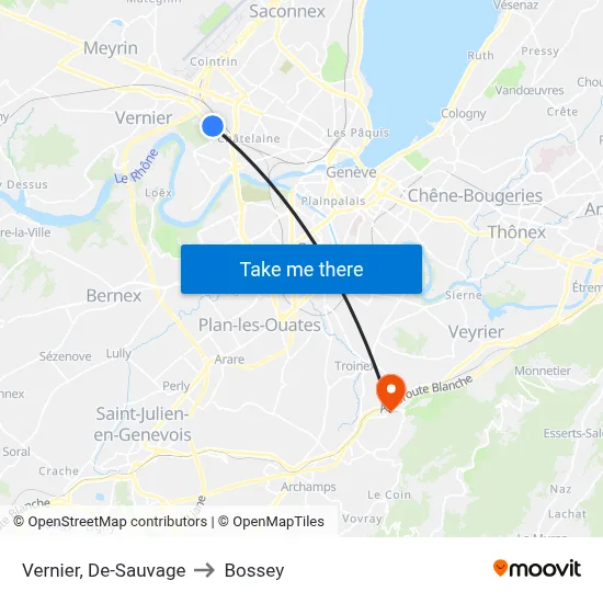 Vernier, De-Sauvage to Bossey map