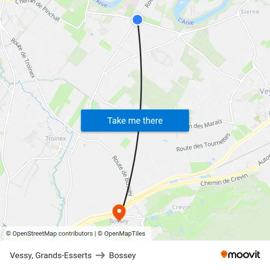 Vessy, Grands-Esserts to Bossey map