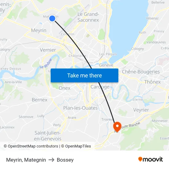 Meyrin, Mategnin to Bossey map