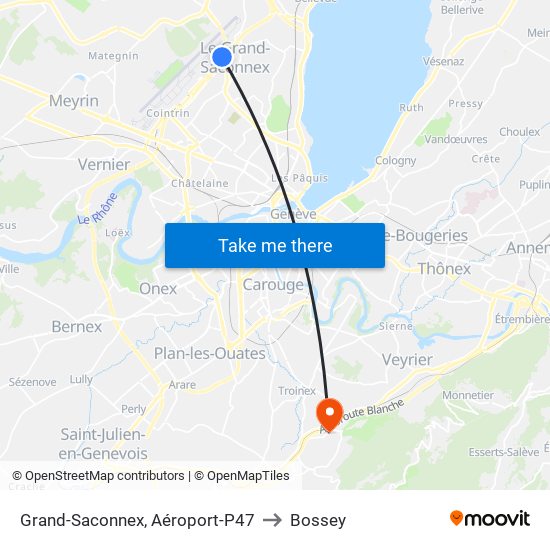 Grand-Saconnex, Aéroport-P47 to Bossey map