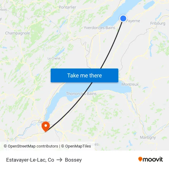 Estavayer-Le-Lac, Co to Bossey map