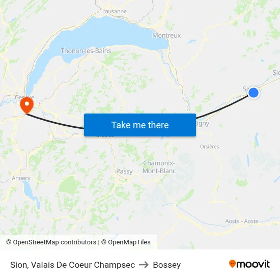 Sion, Valais De Coeur Champsec to Bossey map