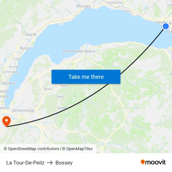 La Tour-De-Peilz to Bossey map
