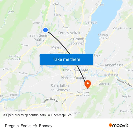 Pregnin, École to Bossey map