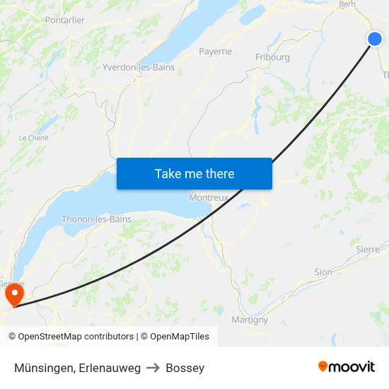 Münsingen, Erlenauweg to Bossey map