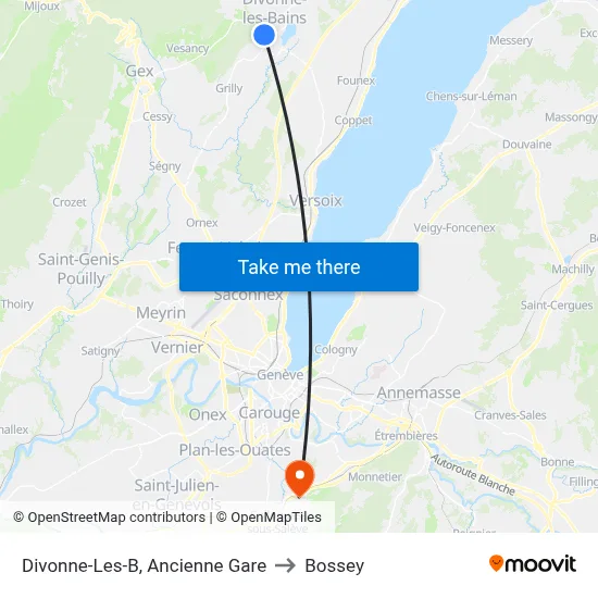 Divonne-Les-B, Ancienne Gare to Bossey map